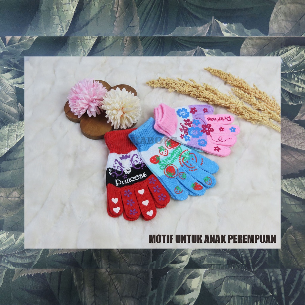 Kaboss Paket Sarung Tangan Anak Laki-laki &amp; Perempuan (USIA 2 - 7 Thn)  Mix 12pcs