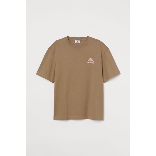 (NEW ARRIVAL)RELAXED FIT TSHIRT DARK BEIGE WAUCOBA BY H&M new