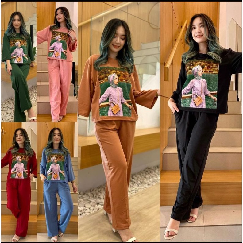 SETELAN WANITA KEKINIAN/ONE SET VIRAL WANITA/SETELAN KAOS 7/8/BAJU SETELAN KAOS CLANA KULOT