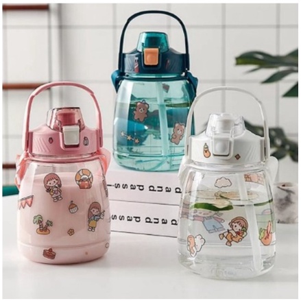 BOTOL MINUM ANAK GEMOY TRANSPARAN VIRAL 1,3 LITER BOTOL FREE STICKER