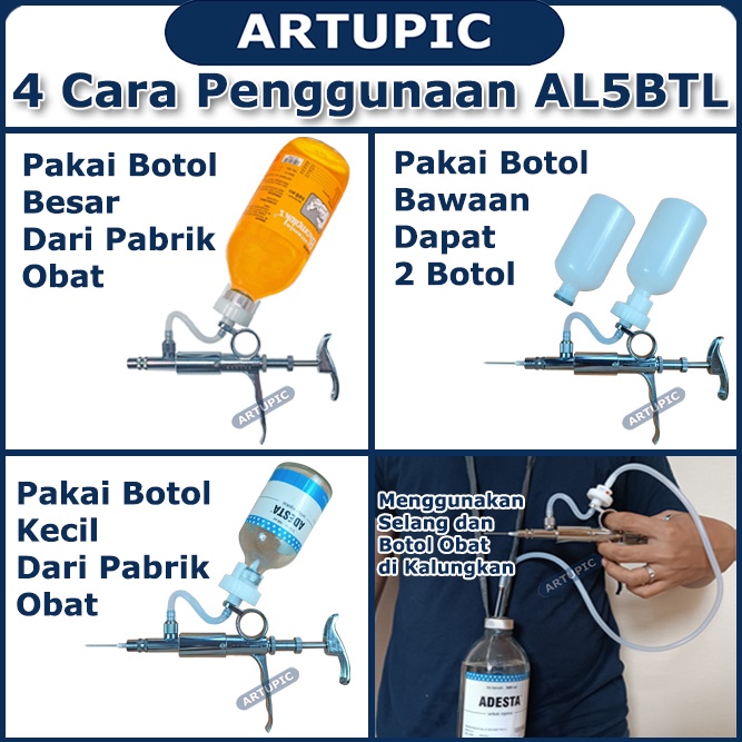 Alat Suntik AL5BTL Vaksin Otomatis Injeksi Botol Hewan Ternak 5 ml Continues Sapi Babi Kambing Domba