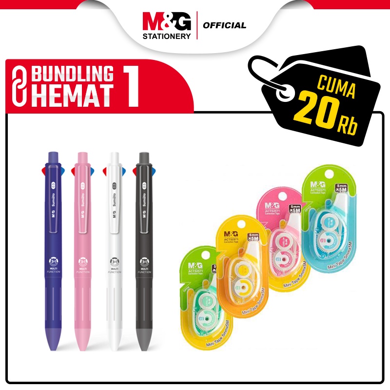 

M&G ( BUNDLING ) Ballpoint Multi-function 3 Warna Pulpen 0.7 mm dan Pensil Mekanik 0.5 mm Rubbe