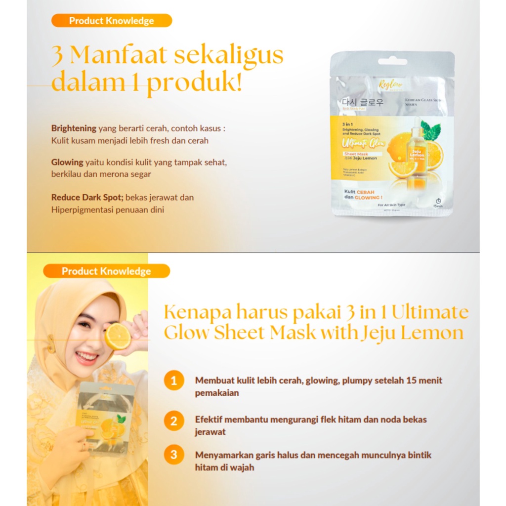 Sheet Mask Reglow 3in1 Ultimate Glow dr. Shindy skincare masker wajah lembaran glowing