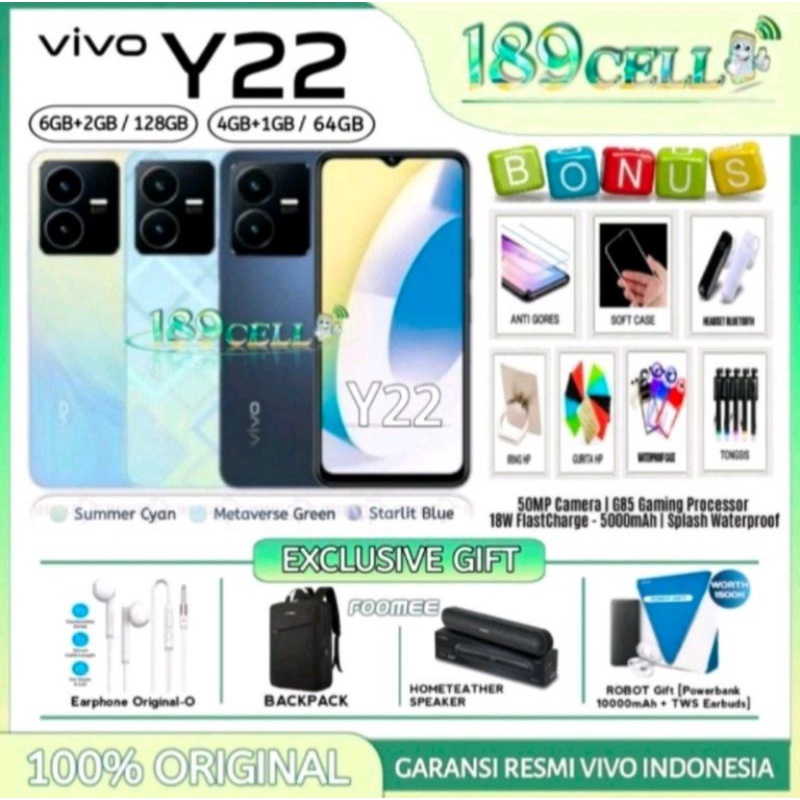 VIVO Y21S Y21 s RAM 4/128 GB | Y21 4/64 | Y21A 4/64 | Y15s 3/64 | Y16 3/32 GARANSI RESMI VIVO INDONESIA