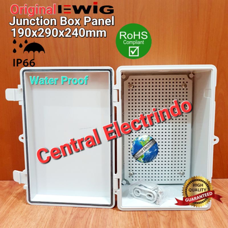 Junction Box Panel MG 190×290×140mm Plastik ABS EWIG With Base Plate.