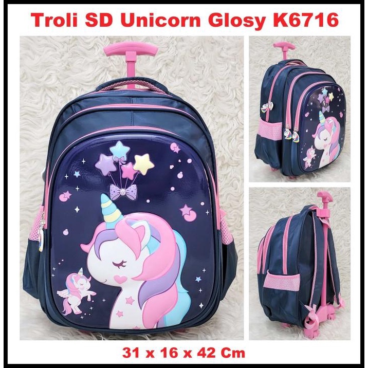 Tas Troli Anak Sd Unicorn Glosy K6716 Tas Koper Anak Sd Import