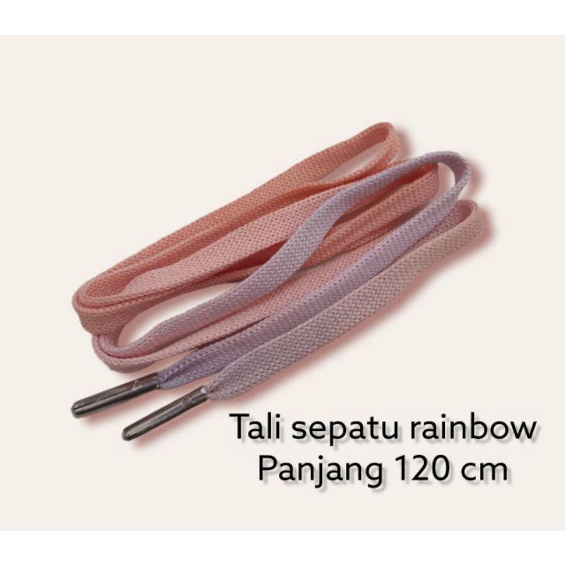 tali sepatu rainbow ujung besi premium