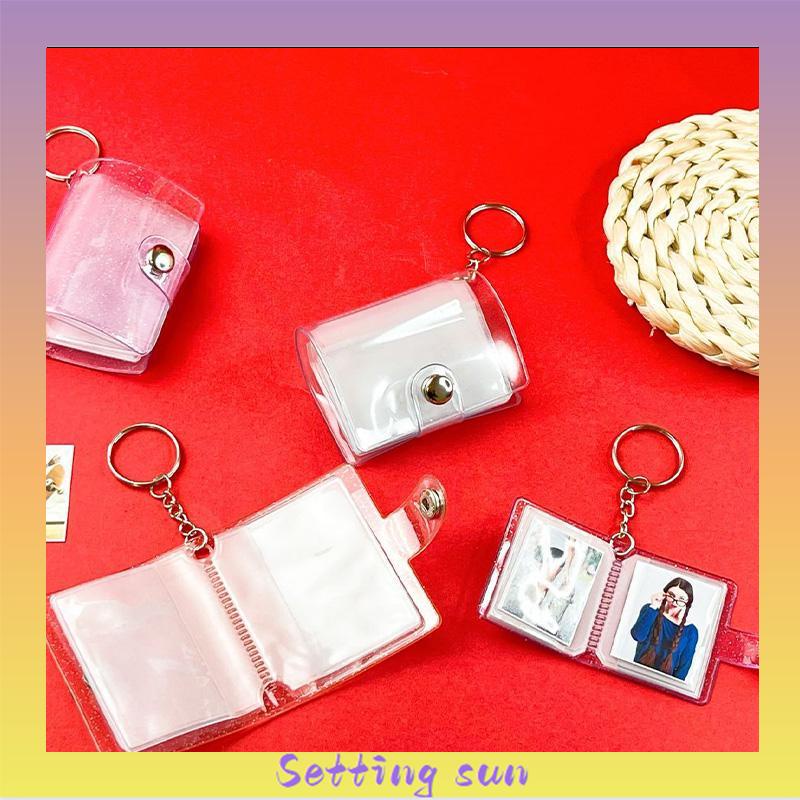 1 &amp; 2 Inch Mini Photo Album 16 Pockets KeyRing Key Ring Shiny Transparent Foto Binder Kecil Card Holder Keychain Gantungan Kunci Jelly Color KPOP Koleksi Ganci pacar memory kenangan hadiah potret  TN