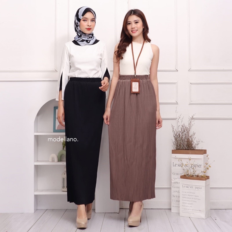 ROK PLISKET LIDI 504 HYGET PUTIH SEPAN SPAN MURAH POLOS MUSLIM HIJAB ABG ALLSIZE GROSIR KARET SLIM RAMPING