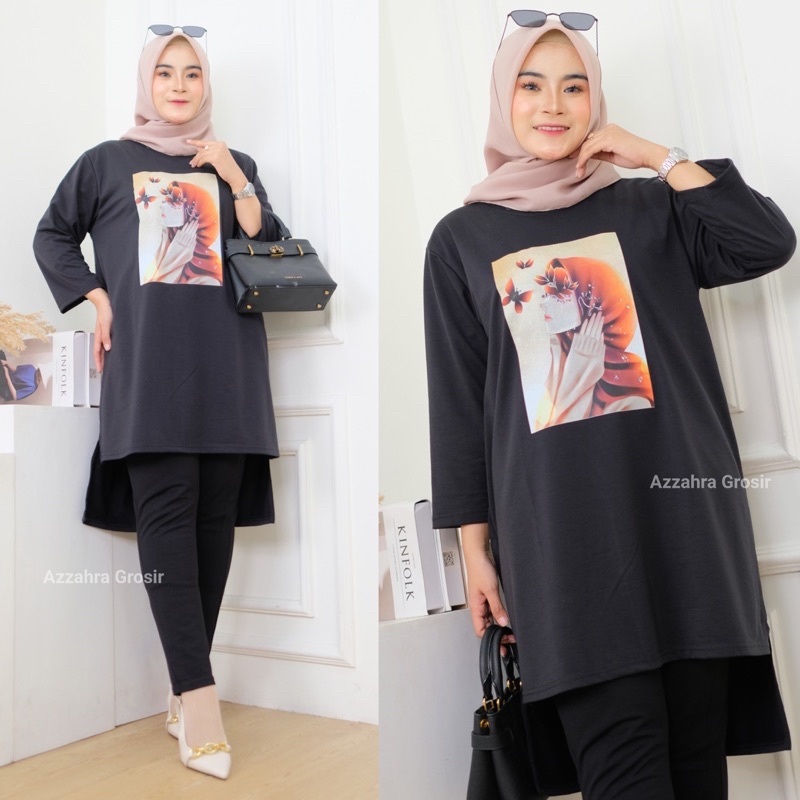 ButterFly Tunik - Tunik Jumbo Babyterry Spandex Print DTS LD110 Tangan 7/8 / 366-6932