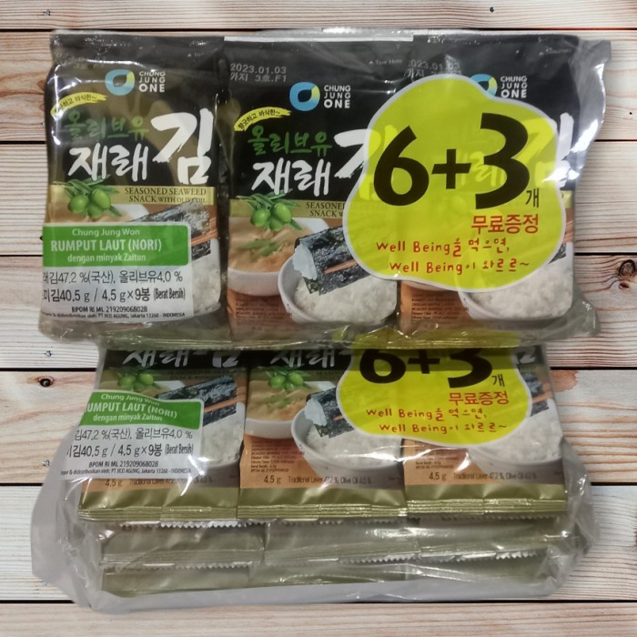 

NEW Chung jung one seaweed 6+3 nori olive oil 9×4,5gr | rumput laut