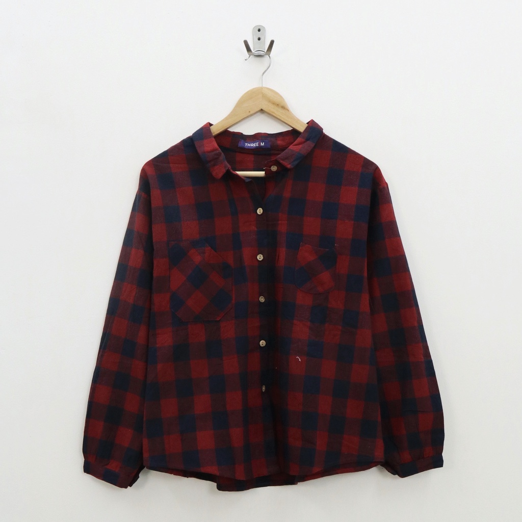 Parnely flanel  hem top - Thejanclothes