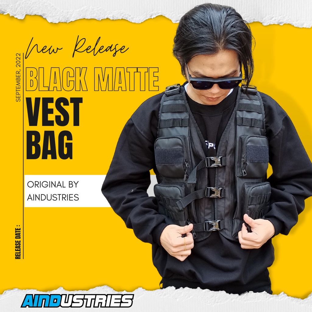 Vest Bag Pria Bodypack Tas Rompi Depan Belakang Bikers Touring Adventure
