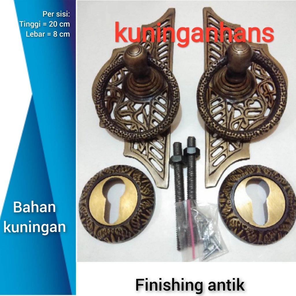 handle pintu rumah antik kuningan unik Klasik