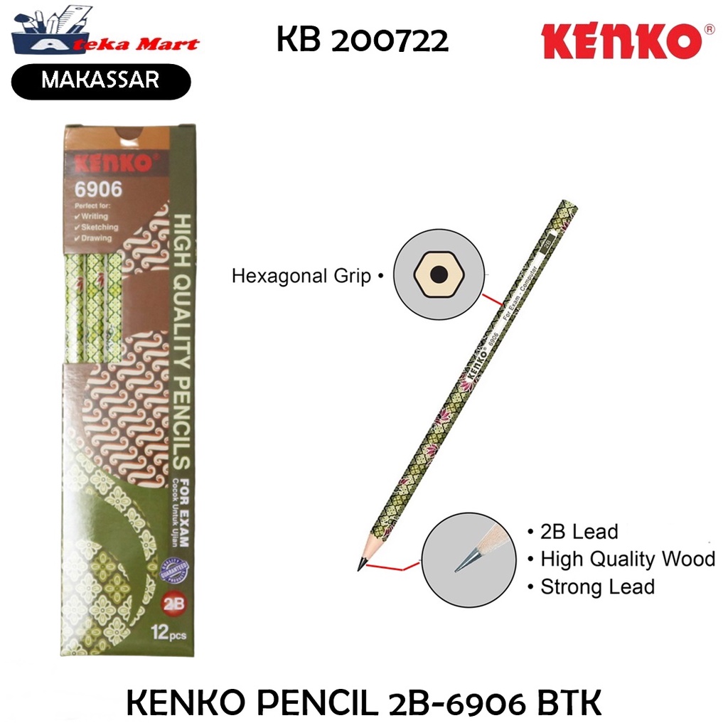 

[BOX/12PCS] KENKO PENSIL 2B 6906 BTK