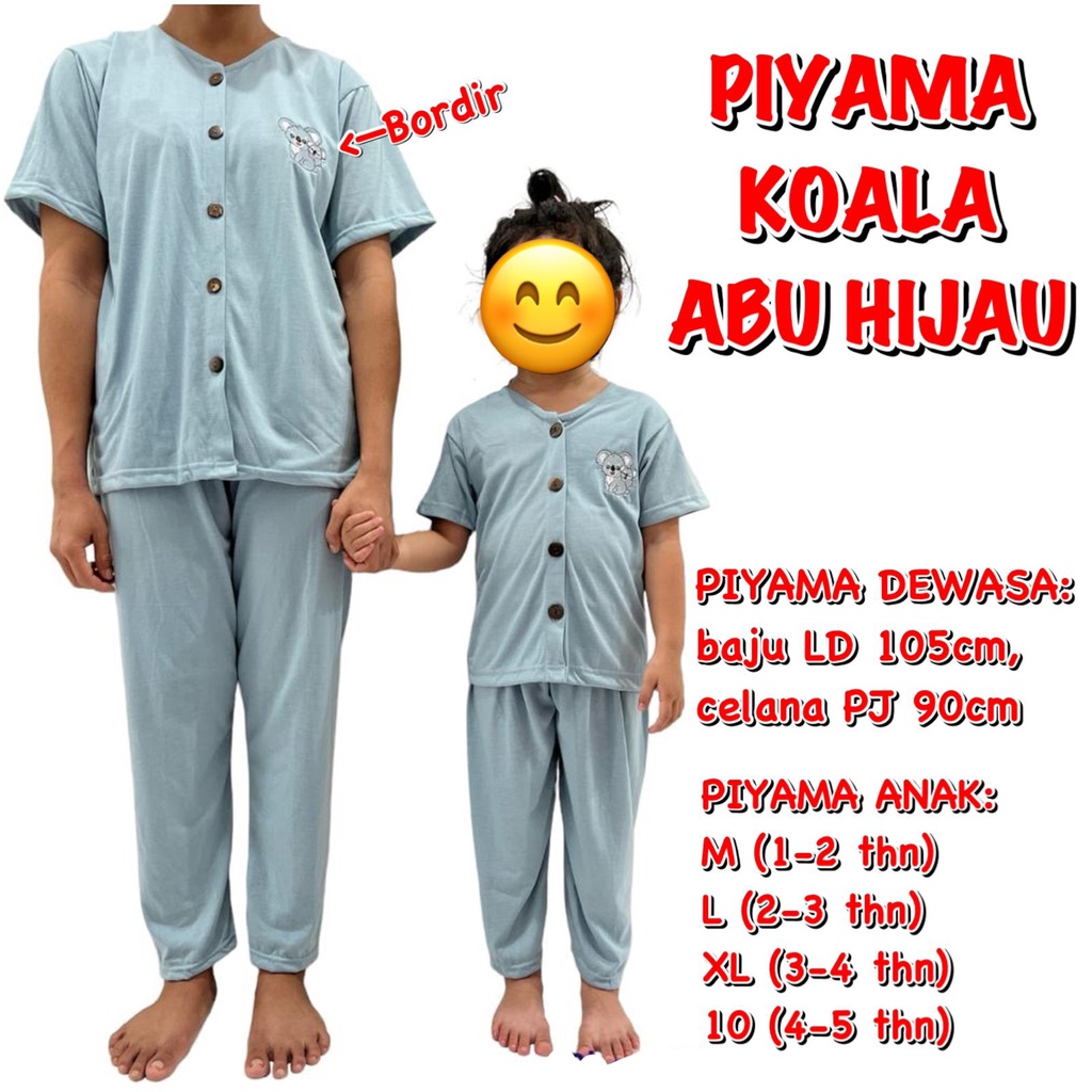 BAJU TIDUR BISA PASANGAN/COUPLE IBU ANAK MOM KIDS PIYAMA KAOS KANCING