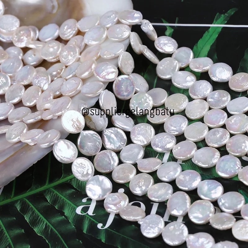 MUTIARA AIR TAWAR BULAT KOIN WHITE MULTICOLOR MIX WARNA LOMBOK