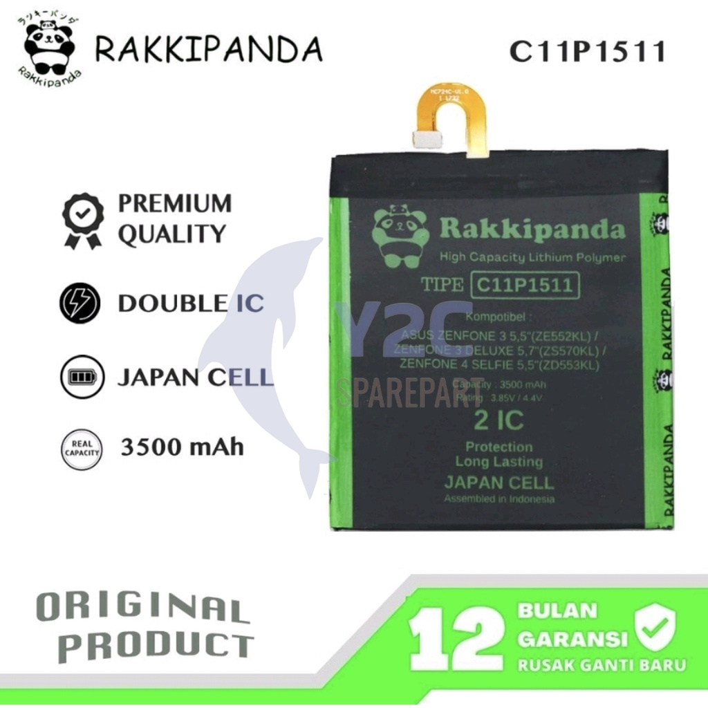 RAKKIPANDA C11P1511 FLEXI BENGKOK ASUS ZENFONE 3 5.5 ZE552KL / ZENFONE 4 SELFIE 5.5 ZD553KL / ZENFONE 3 DELUXE 5.7 ZC570KL BATERAI BATRE BATERE BATREI BATRAI DOUBLE POWER