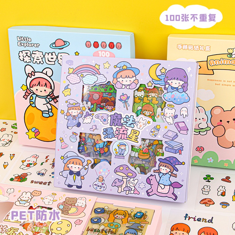 

[Cocobaby.id] 100 Lembar Stiker Anti Air Motif Kartun Korea Lucu Dekorasi Handbook Scrapbook DIY