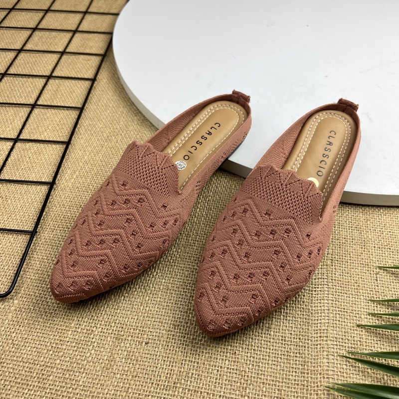 MARASYAFFA - SEPATU FLAT WANITA RAJUT MULES IMPORT SF54