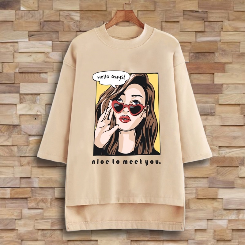 PUFFY_ID kaos oversize tunik wanita HELLO GUYS NICE TO MEET YOU tshirt big size cewek premium