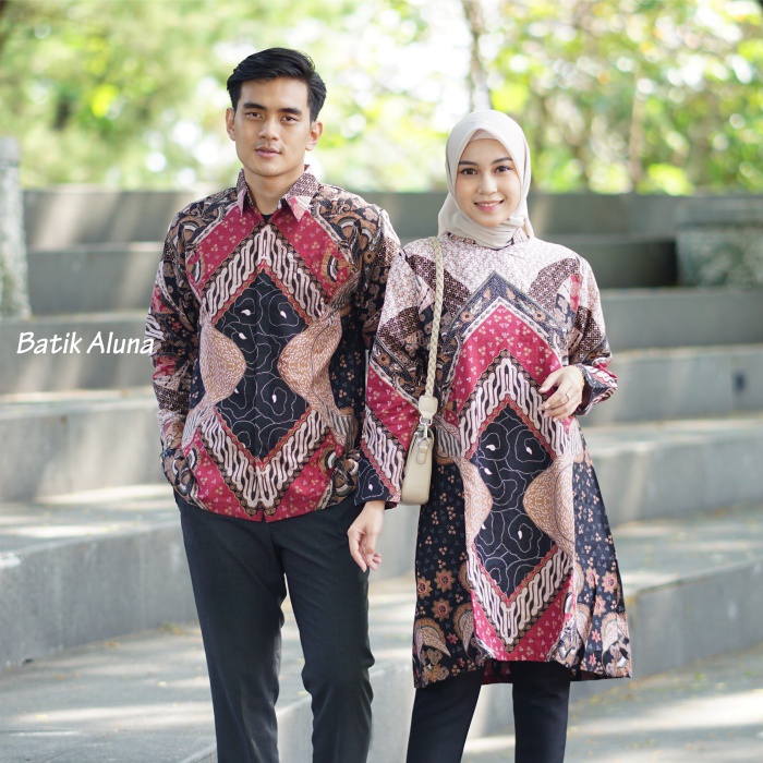 Batik Stelan Pria Wanita Premium Lengan Panjang Batik Aluna CBA 008