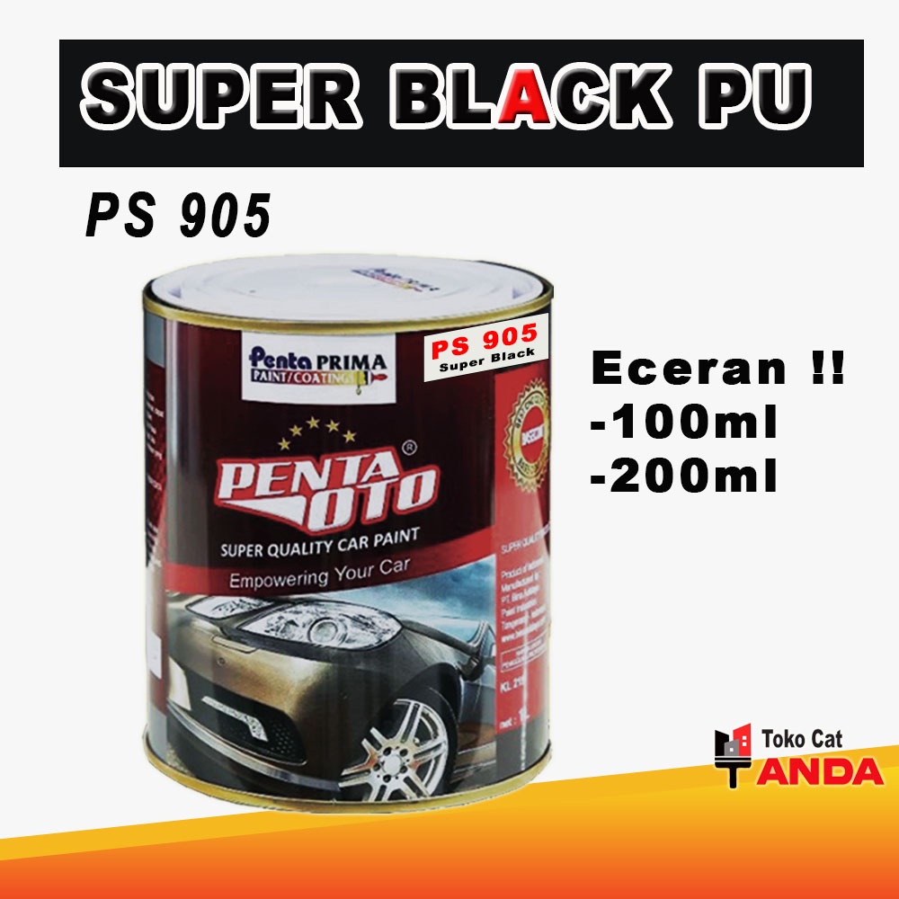 Penta Oto Super Black PS905 - Hitam Pu - Super Black PU - Cat PU Hitam Eceran - Cat super Black