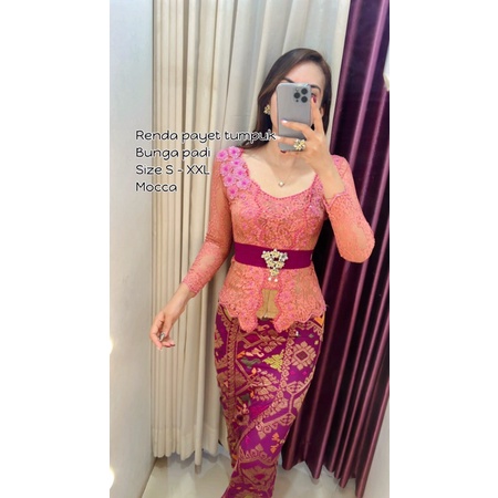 Kebaya Jadi Renda Payet Tumpuk Bunga Padi