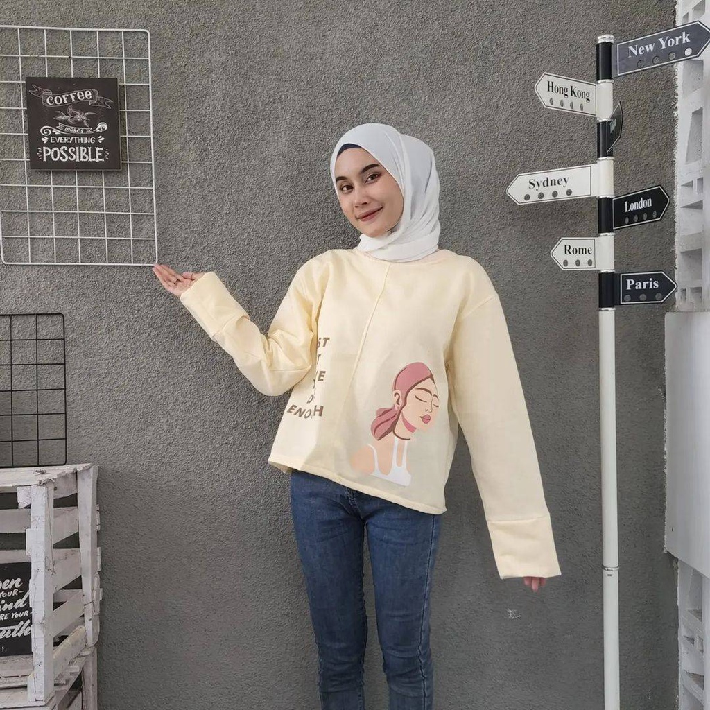 Sweater Wanita WOMAN TRUST Atasan Blouse Ala Korean Style Casual Desain Simple Fashion Terkini OOTD Kece