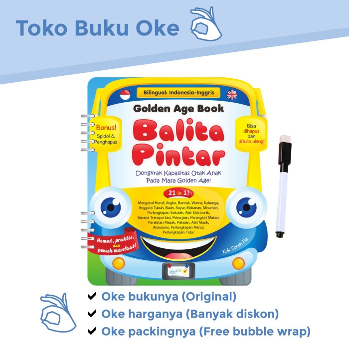 

✨COD✨ Buku Anak Hapus Tulis Golden Age Book Balita Pintar Bonus Spidol