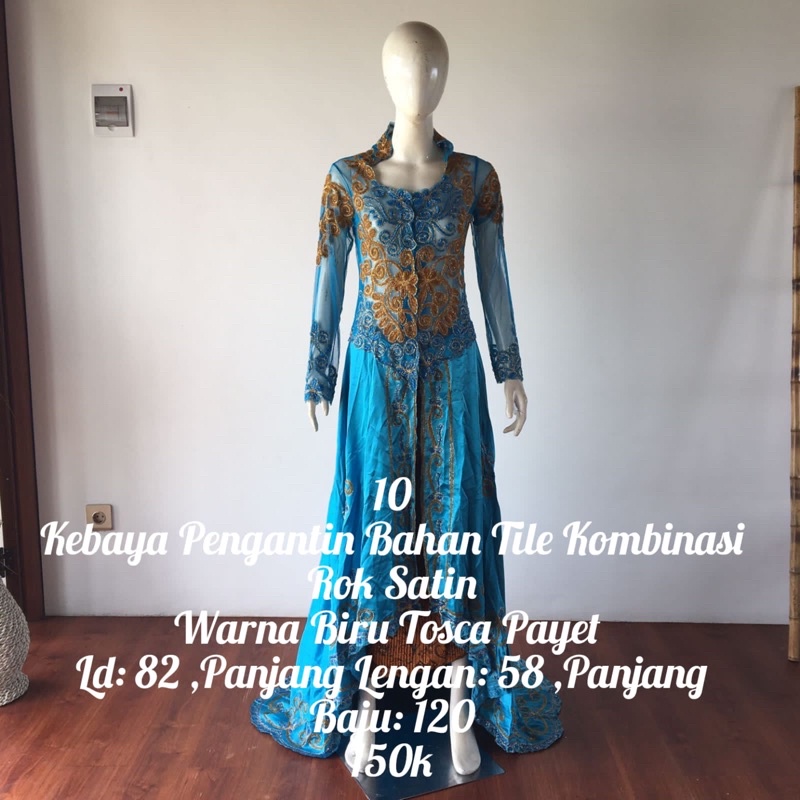 kebaya pengantin biru tosca