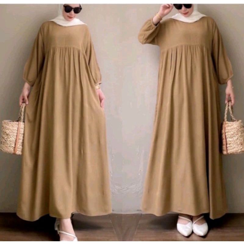 PAKAIAN WANITA GAMIS BAJU WANITA GAMIS JUMBO TANGAN PANJANG BAHAN RAYON PREMIUM LD 120CM NON BUSUI