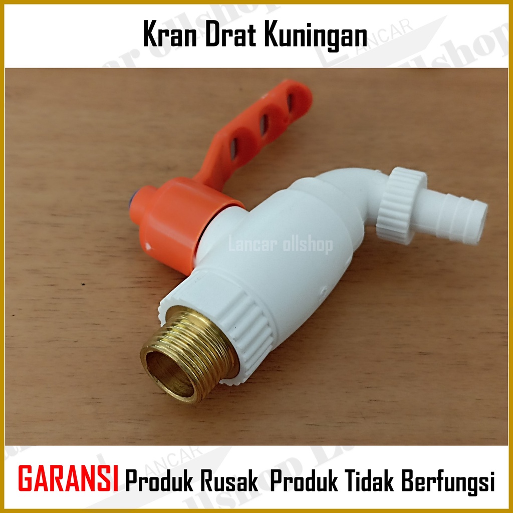 Kran Air PVC Jumbo Drat Kuningan 1/2 / Keran Kran Air Tembok Taman Plastik Murah