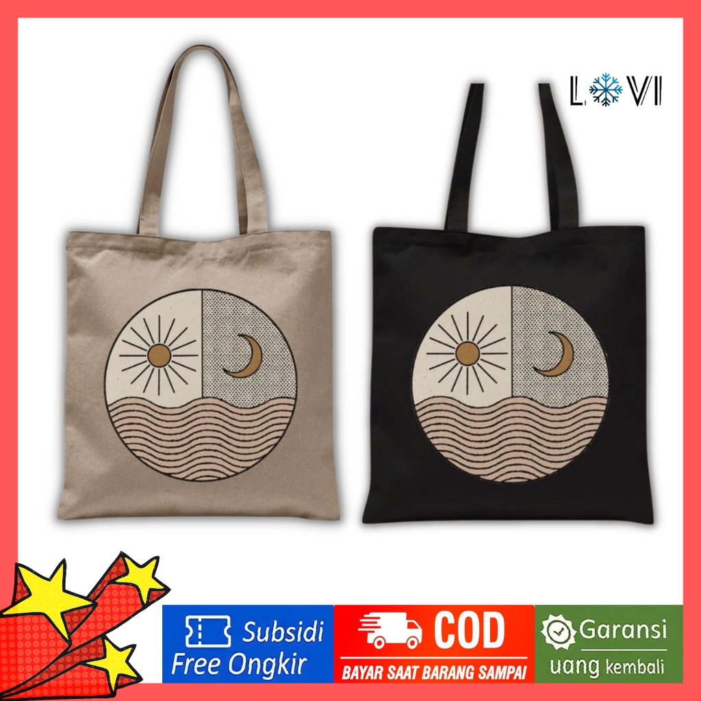 Moonlight - Tas Totebag Aesthetic Motif Kanvas Tebal [BISA COD]