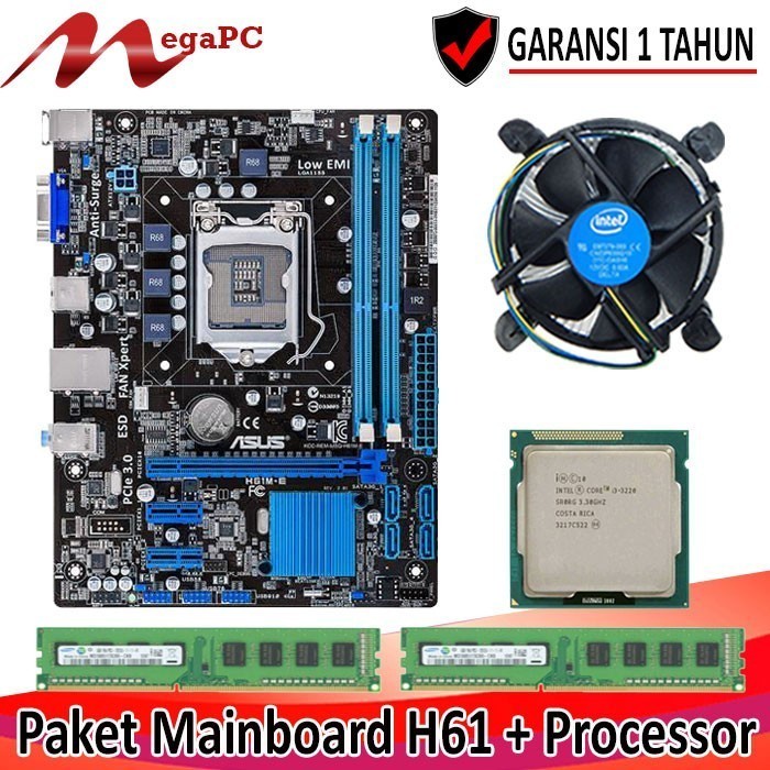 Paket Mainboard 1155 H61 DDR3 + Proci Core i5 3470 Garansi 1 Tahun