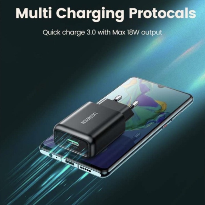 UGREEN Wall Charger 18W Fast Charging USB-A For iPhone X XR XS 11 PRO MAX