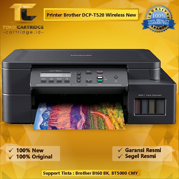 Printer Bro T520w DCP-t520w All In One Wifi Wireless Mobile All-in-One New Plus Tinta Original Ori Resmi