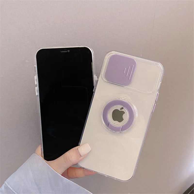 SoftCase Iphone 14 Pro Max 14 Plus 12 MINI 11 11 PRO 11 PRO MAX 13 12 12 PRO 12 PRO MAX Camera Slide Window Clear Iring Stand Back Cover