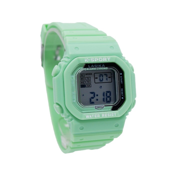 Jam Tangan  Jam Tangan Fashion Anak Digital Warna Warni Pastel Soft Lasika 7124L - Hijau original te