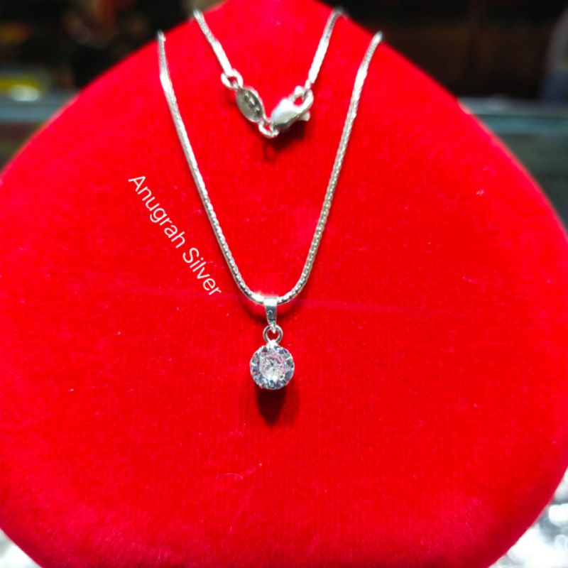 Kalung wanita italy Santa+liontin desy 43cm perak asli 925 remaja &amp; dewasa mata diamond putih kilau/Silver lapisan emas putih murni!!!