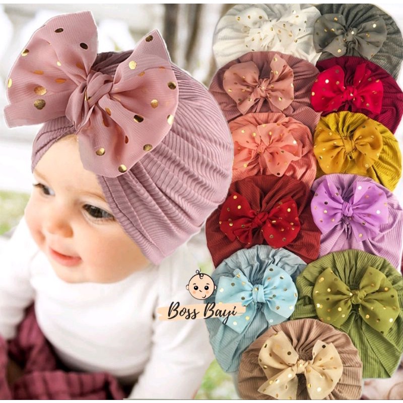 BOSS BAYI - Turban Bayi Anak Polos Pita