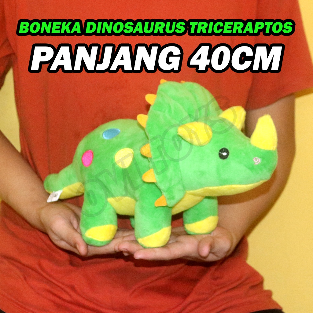 Boneka Dinosaurus Triceraptos Panjang 40cm Berlabel SNI