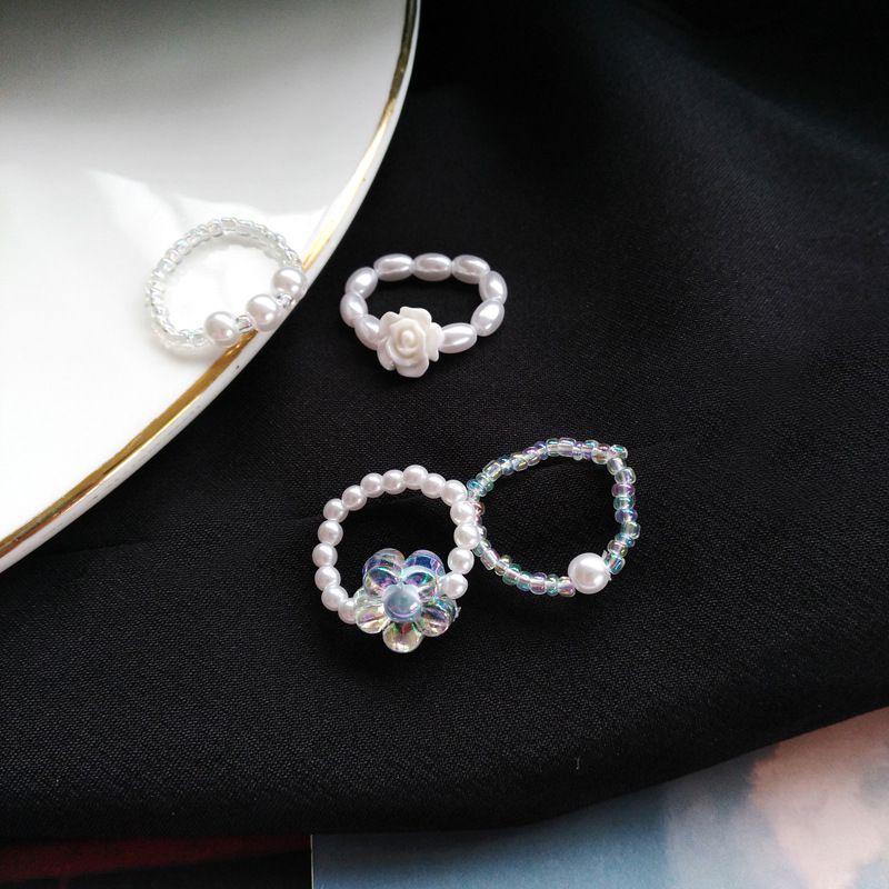 Cincin Manik Wanita Double Set Bunga Glamour Mewah Termurah Korean Style