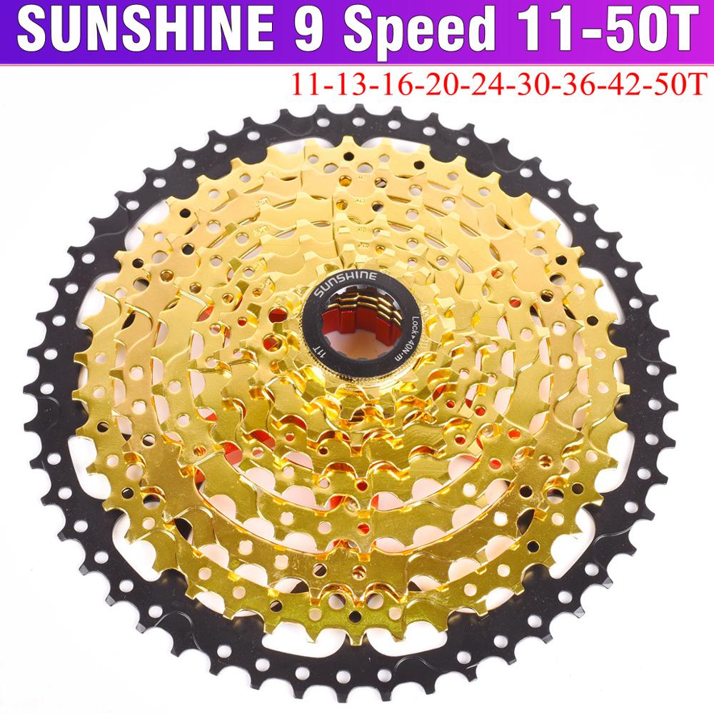 PREORDER SUNSHINE 9 Speed Cassette 11-50T 11-42T Gold Mountain Bike WideRatio MTB Bicycle 9S Flywheel Compatible with M430 M4000 M590