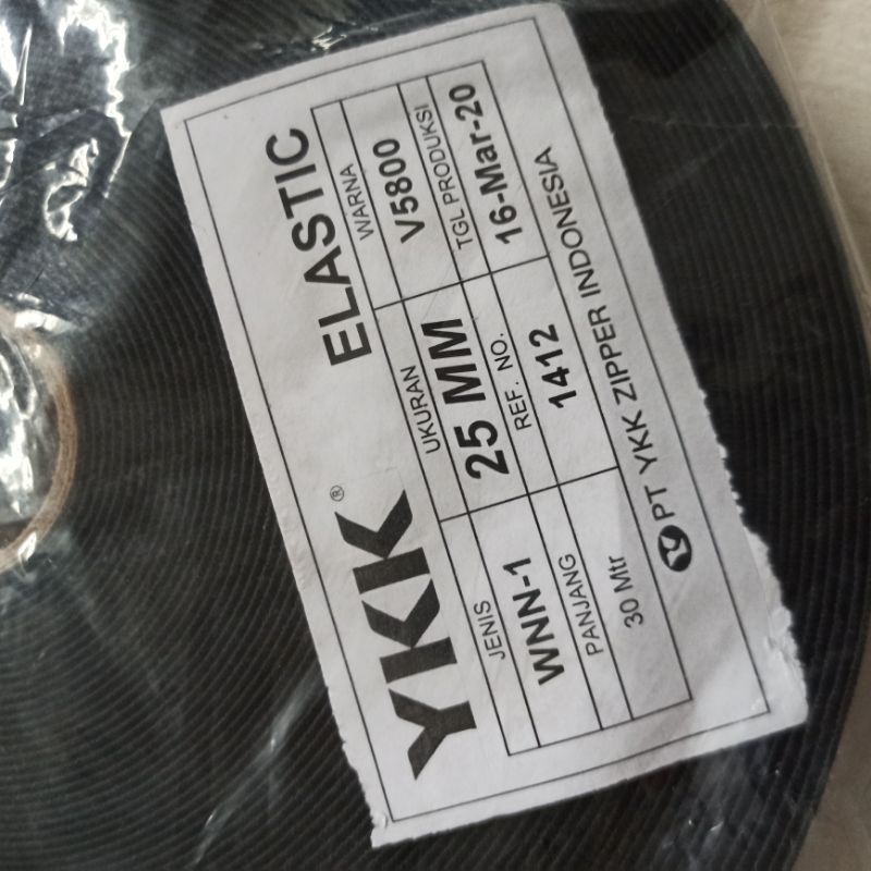 Karet Elastic YKK 25mm Elastis Rubber lebar 2,5 cm 25 mm WNN Karet Elastik per Meter ( 1 Meter ) Karet Celana
