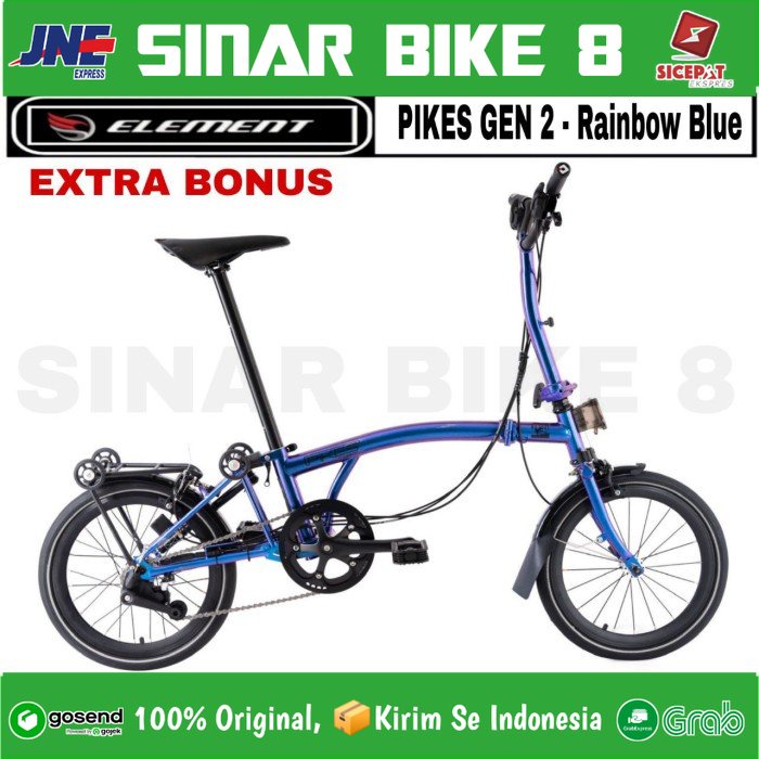 Sepeda Lipat Trifold ELEMENT PIKES GEN 2 Rainbow Blue Folding Bike