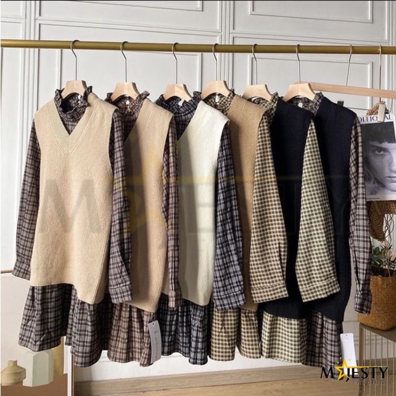 DRESS KOREAN STYLE / DRESS KOREA / KOREAN DRESS / MIDI DRESS KOREA / KOREAN DRESS / DRESS VEST