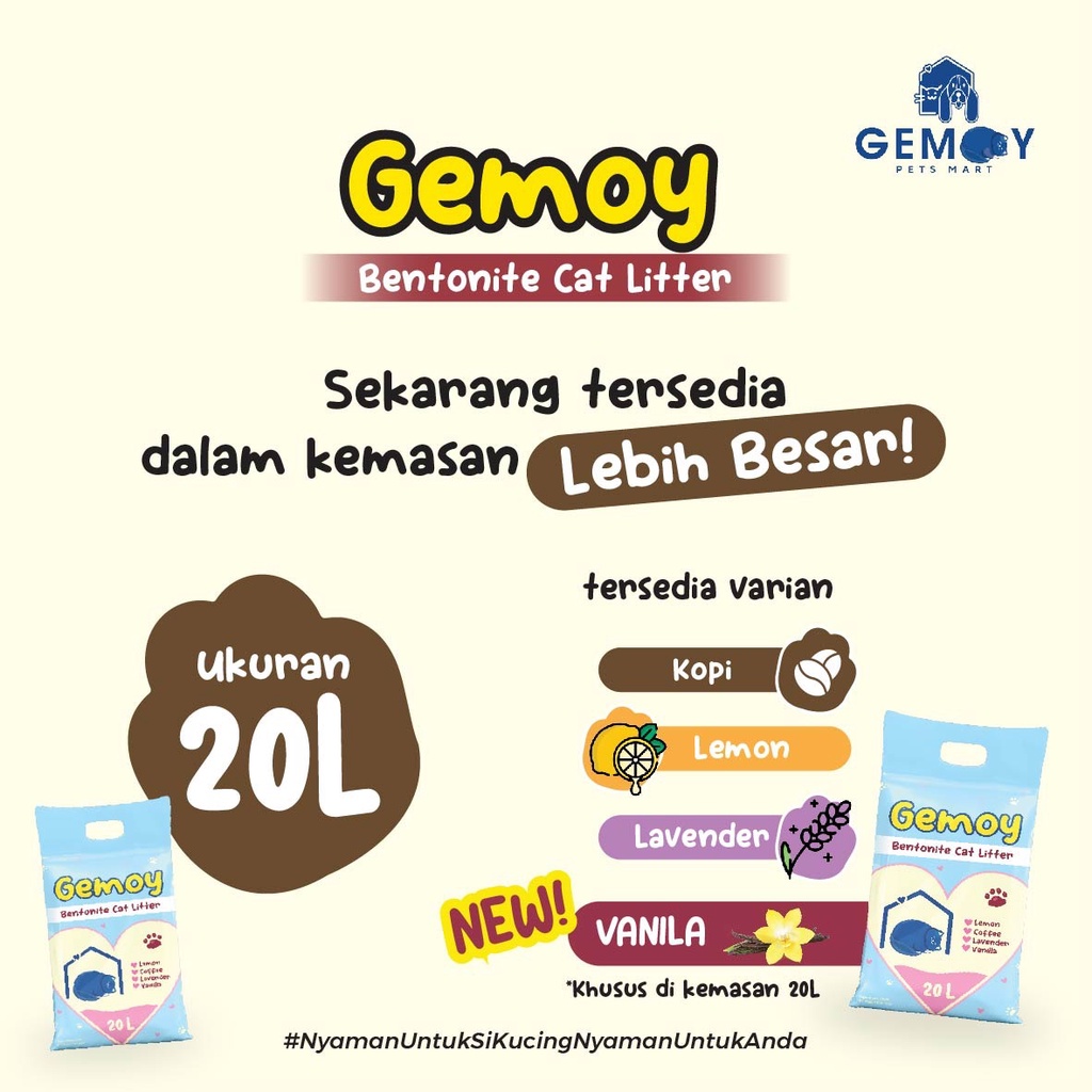 Gemoy cat litter pasir kucing 20L