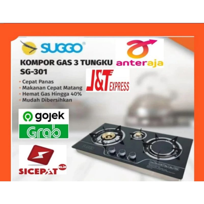 Kompor gas tanam Suggo 3 tungku SG301