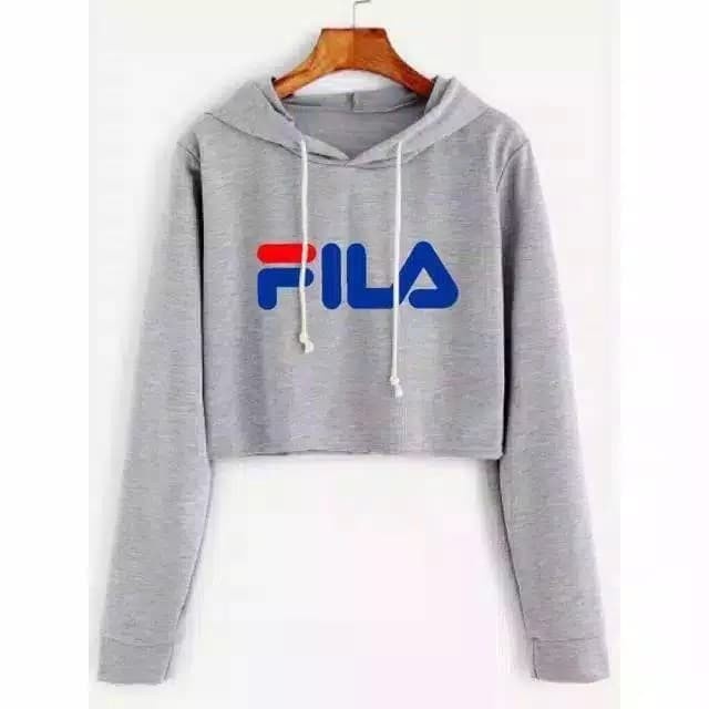 Kaos Crop Hoodie Sweater FIL - A Polos Fashion Style Korea Baju Cotton